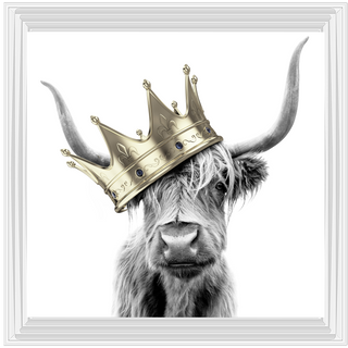 Crowned Cow Gold 55x55cm