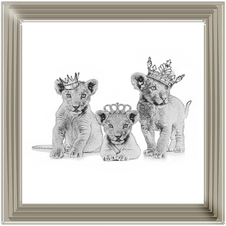 Three crowned cubs - 85x85cm