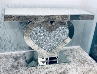 Diamond Crushed Heart Console Table