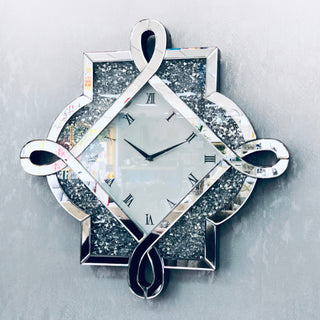 Diamond Crushed Mirrored Wall Clock 60cm