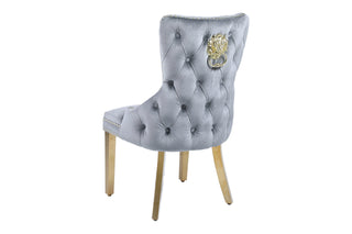 Florence Grey Button Back Lion Knocker Back Chair