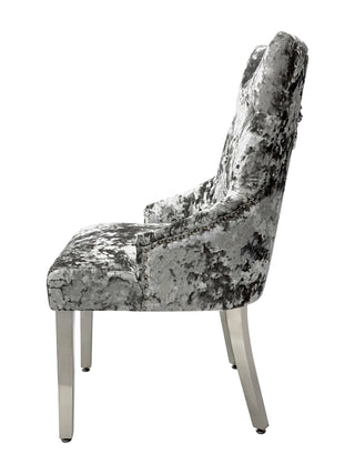 Tokyo Premium Crushed Velvet Silver Dining Chair