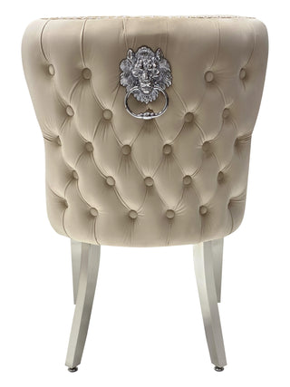 Tokyo Mink Quilted Lion Knocker Dining Chair