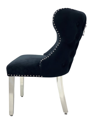 Vienna Black Button Back Lion Knocker Back Chair