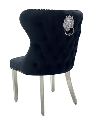 Vienna Black Button Back Lion Knocker Back Chair