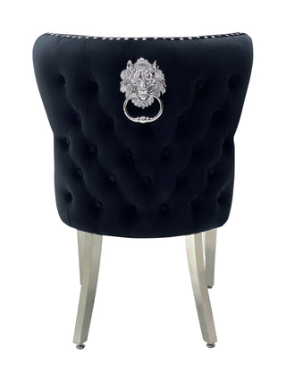 Tokyo Black Quilted Lion Knocker Dining Chair