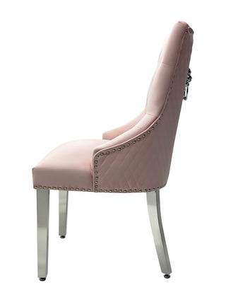 Tokyo Pink Quilted Lion Knocker Dining Chair