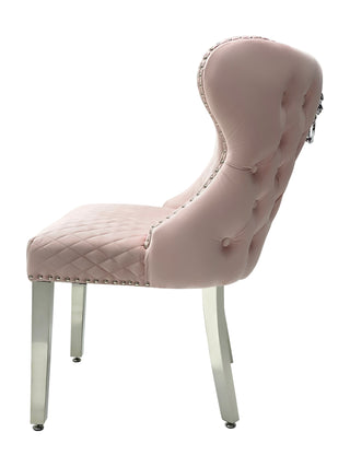 Vienna Pink Button Back Lion Knocker Back Chair