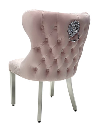 Vienna Pink Button Back Lion Knocker Back Chair