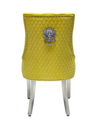 Tokyo Mustard Quilted Lion Knocker Dining Chair