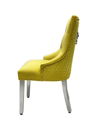 Tokyo Mustard Quilted Lion Knocker Dining Chair