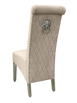 Louis Mink Colour Chrome Leg Lion Knocker Dining Chair