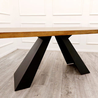 Boston 1.8 Dining Table Solid wood top with Matt Black Metal Legs