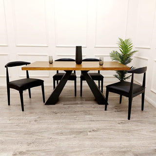 Boston 1.8 Dining Table Solid wood top with Matt Black Metal Legs