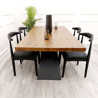 Boston 1.8 Dining Table Solid wood top with Matt Black Metal Legs