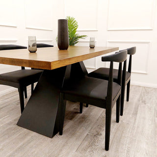 Boston 1.8 Dining Table Solid wood top with Matt Black Metal Legs