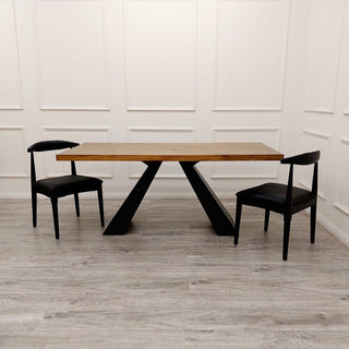 Boston 1.8 Dining Table Solid wood top with Matt Black Metal Legs