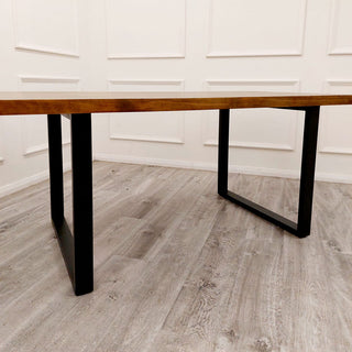 Ayla 1.8 Dining Table Solid Dark Pine wood with Matt Black Metal Legs