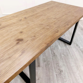 Ayla 1.8 Dining Table Solid Dark Pine wood with Matt Black Metal Legs