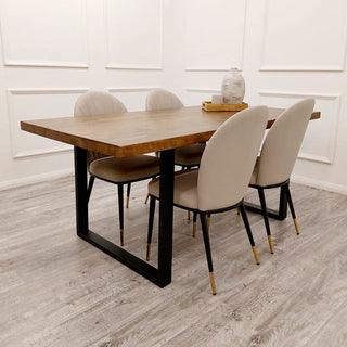 Ayla 1.8 Dining Table Solid Dark Pine wood with Matt Black Metal Legs