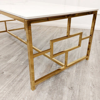 Niall Gold Coffee Table with Polar White Sintered Top