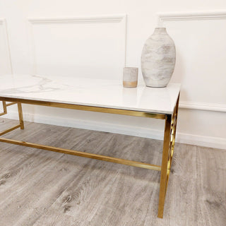 Niall Gold Coffee Table with Polar White Sintered Top