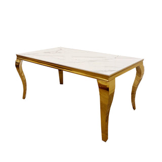 Asmara Dining Table Gold with Glass/Sintered Stone Top