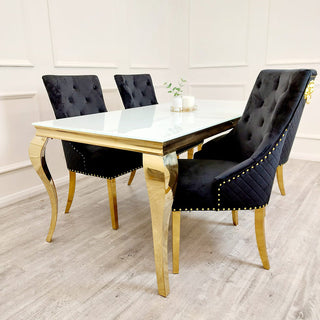 Asmara Dining Table Gold with Glass/Sintered Stone Top