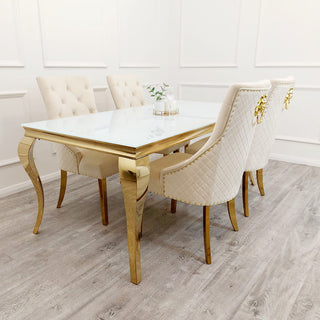 Asmara Dining Table Gold with Glass/Sintered Stone Top