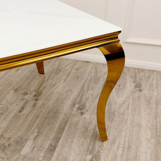 Asmara Dining Table Gold with Glass/Sintered Stone Top