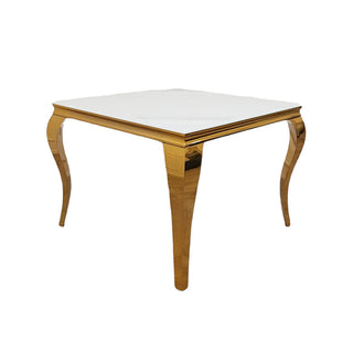 Asmara Dining Table Gold with Glass/Sintered Stone Top