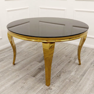 Asmara Dining Table Gold with Glass/Sintered Stone Top