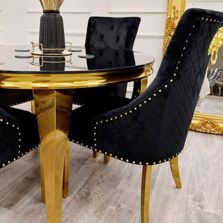 Asmara Dining Table Gold with Glass/Sintered Stone Top