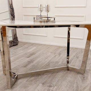 Talia 1.6 Chrome Dining Table with Polar White Sintered Stone Top