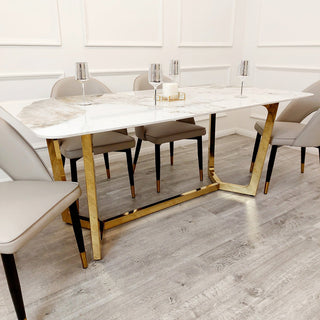 Talia 1.8 Gold Dining Table with Pandora Gold Sintered Stone Top