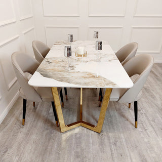 Talia 1.8 Gold Dining Table with Pandora Gold Sintered Stone Top