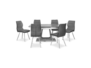 Zurich Dining Chair (Grey PU with Grey Fabric)