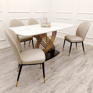 Orion Gold 1.8 Dining Table with Polar White Sintered Stone Top