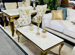 Louis Cream & Gold Frame Marble Coffee Table