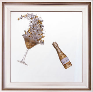 3d Glasses + Bottle Gold 65x65cm