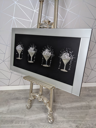 3d Wine Glasses Gold on Black Background 115x65cm