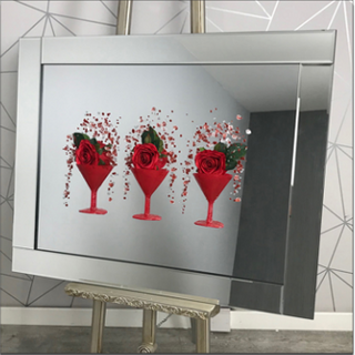 3d Rose Wine Glass Red 95x75cm