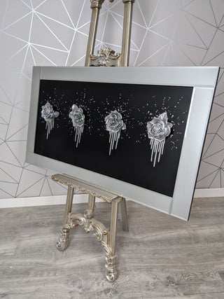 3d Roses Drip Grey 115x65cm