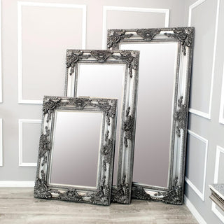 Luxury Ornate Mirror in Antique Silver - 120x90cm