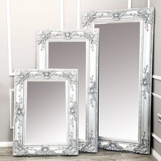 Luxury Ornate Mirror in Silver - 120x90cm