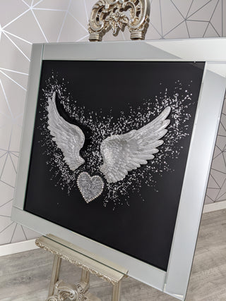 3d Angel Wings Black Background 85x85cm