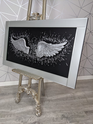 3d Angel Wings Black Background 115x65cm