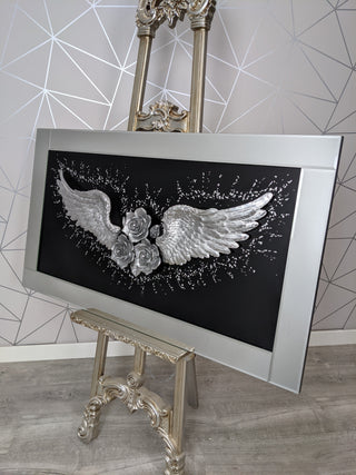 3d Angel Wings Black Background 115x65cm