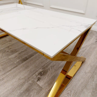 Adam Gold Coffee Table with Polar White Sintered Top