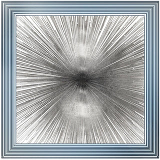 Silver Burst Liquid Art with Silver Frame 55x55cm